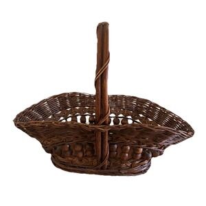 Handwoven Willow Wooden Bead Gathering‎ Basket Philippines Vintage 1980s